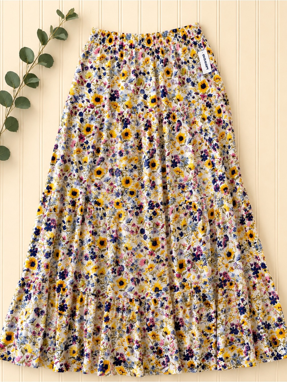 NWT Old Navy Floral Tiered Maxi Skirt L Tall Cottagecore Boho Elastic Waist